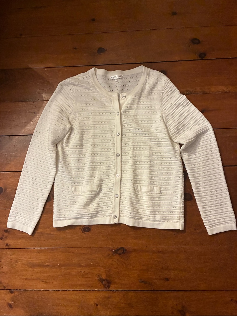 Northern Reflections White Eyelet Button-Front Cardigan - Picture 7 of 7